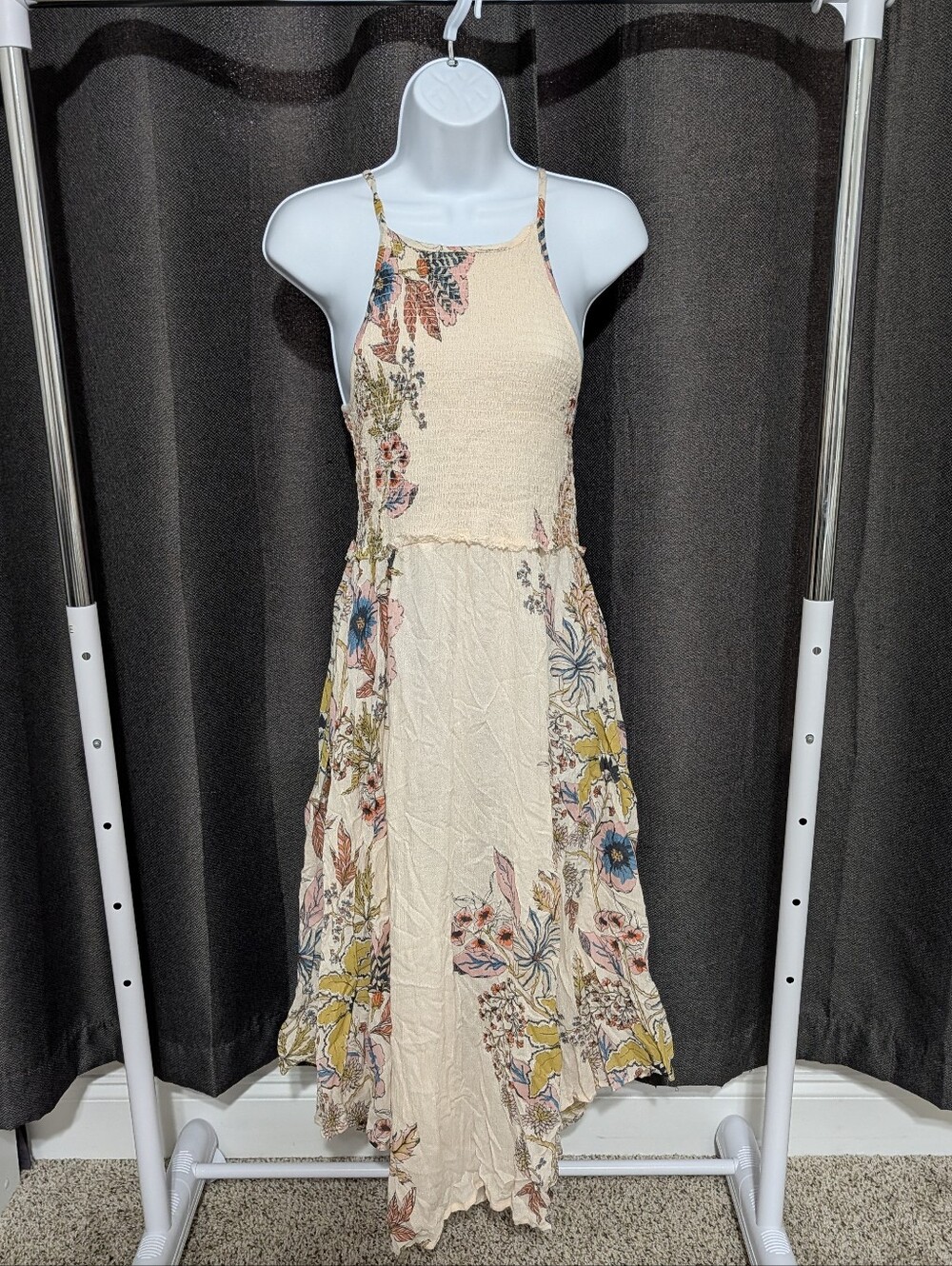 Free People Women's Floral Cream High-Neck Summer Dress